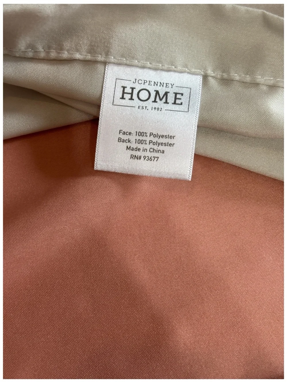 JC Penny Home Solid Coral Peach Center Pillow Sham Duel Tone Beige Border Trim